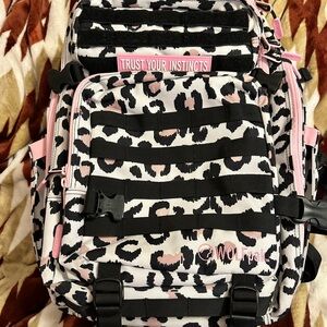 WOLFPAK Leopard Print Backpack 25L - Pink and Black